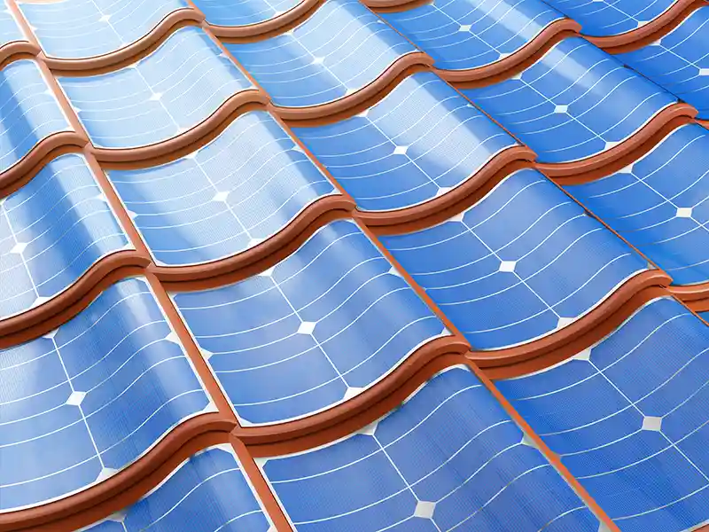 solar panels integrated into the roof tiles image